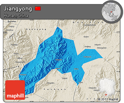 Political Map of Jiangyong, shaded relief outside