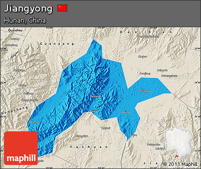 Political Map of Jiangyong, shaded relief outside