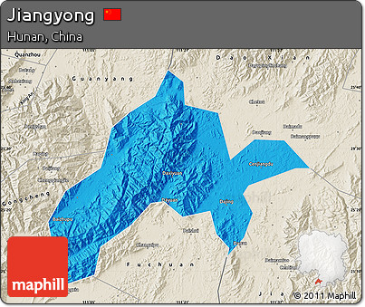Political Map of Jiangyong, shaded relief outside