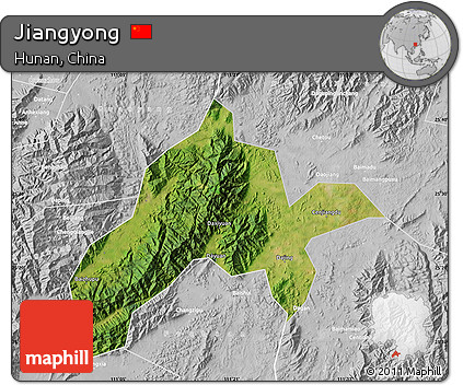 Satellite Map of Jiangyong, lighten, desaturated