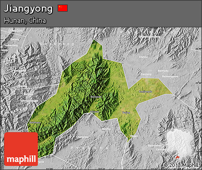 Satellite Map of Jiangyong, lighten, desaturated