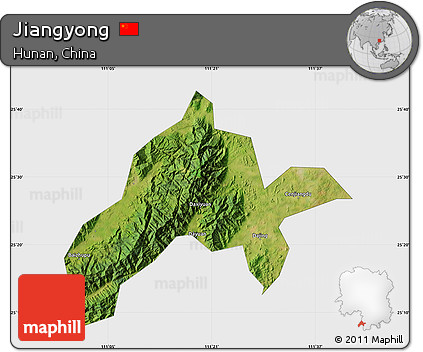 Satellite Map of Jiangyong, single color outside