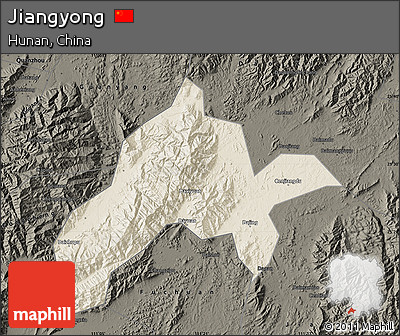 Shaded Relief Map of Jiangyong, darken