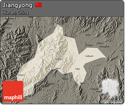 Shaded Relief Map of Jiangyong, darken