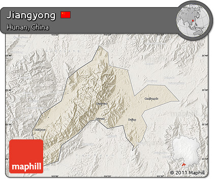 Shaded Relief Map of Jiangyong, lighten