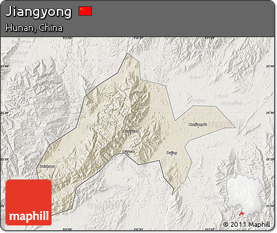 Shaded Relief Map of Jiangyong, lighten