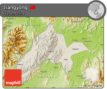 Shaded Relief Map of Jiangyong, physical outside