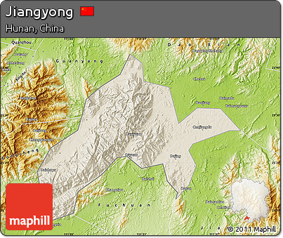Shaded Relief Map of Jiangyong, physical outside