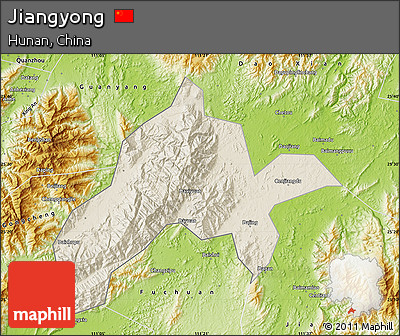 Shaded Relief Map of Jiangyong, physical outside