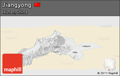 Classic Style Panoramic Map of Jiangyong, single color outside