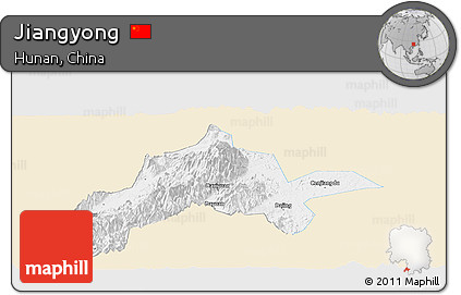 Classic Style Panoramic Map of Jiangyong, single color outside