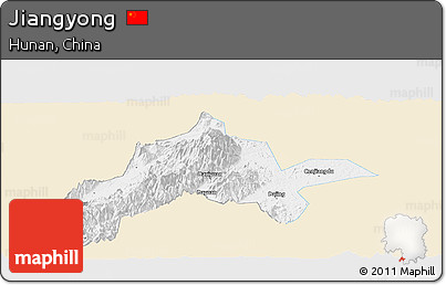 Classic Style Panoramic Map of Jiangyong, single color outside