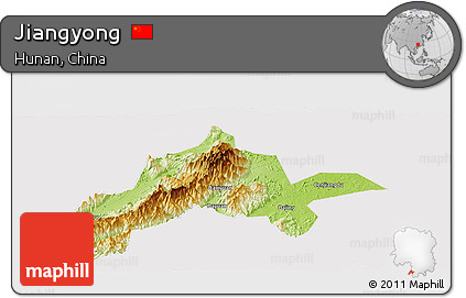 Physical Panoramic Map of Jiangyong, cropped outside