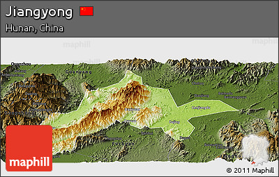 Physical Panoramic Map of Jiangyong, darken
