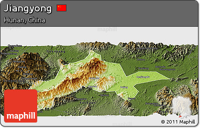 Physical Panoramic Map of Jiangyong, darken