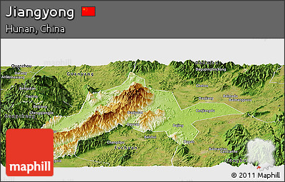 Physical Panoramic Map of Jiangyong, satellite outside