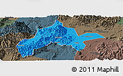 Political Panoramic Map of Jiangyong, darken, semi-desaturated