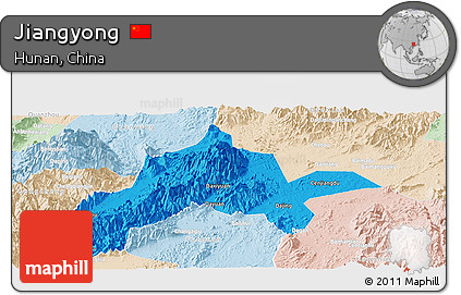 Political Panoramic Map of Jiangyong, lighten