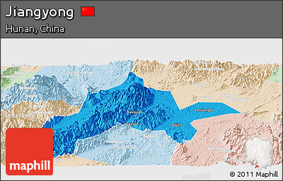 Political Panoramic Map of Jiangyong, lighten