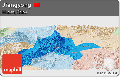 Political Panoramic Map of Jiangyong, lighten