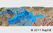 Political Panoramic Map of Jiangyong, semi-desaturated