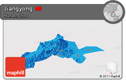 Political Panoramic Map of Jiangyong, single color outside