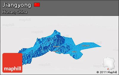 Political Panoramic Map of Jiangyong, single color outside