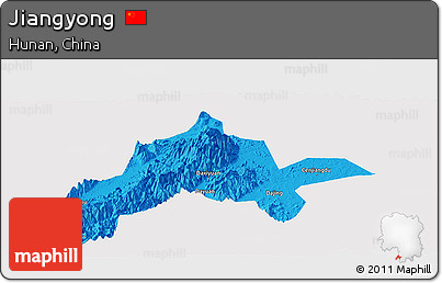 Political Panoramic Map of Jiangyong, single color outside