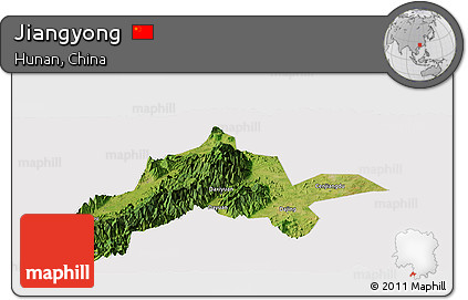 Satellite Panoramic Map of Jiangyong, cropped outside