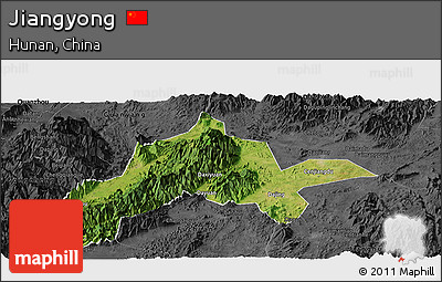 Satellite Panoramic Map of Jiangyong, darken, desaturated
