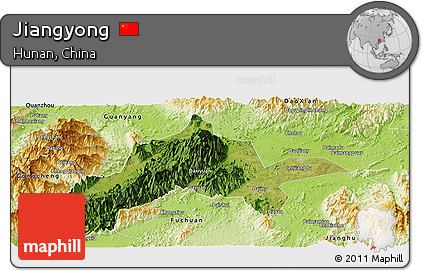 Satellite Panoramic Map of Jiangyong, physical outside