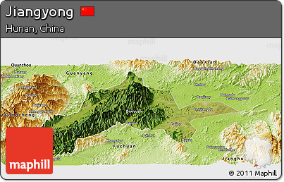 Satellite Panoramic Map of Jiangyong, physical outside