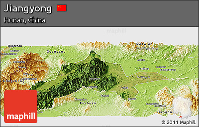 Satellite Panoramic Map of Jiangyong, physical outside