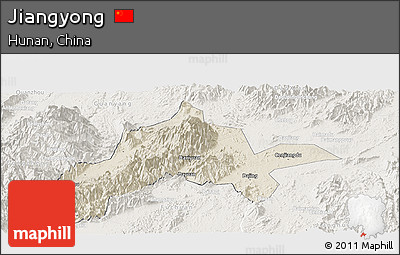 Shaded Relief Panoramic Map of Jiangyong, lighten