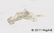Shaded Relief Panoramic Map of Jiangyong, single color outside