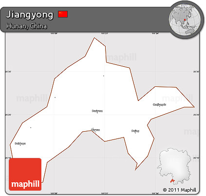 Classic Style Simple Map of Jiangyong, cropped outside