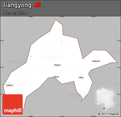 Gray Simple Map of Jiangyong, cropped outside
