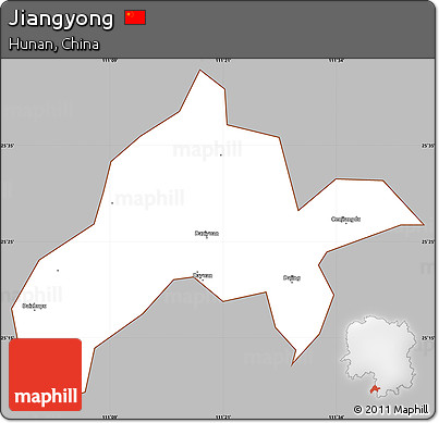 Gray Simple Map of Jiangyong, cropped outside