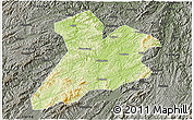 Physical 3D Map of Jing Xian, darken, semi-desaturated