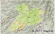 Physical 3D Map of Jing Xian, semi-desaturated
