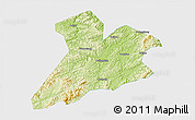 Physical 3D Map of Jing Xian, single color outside