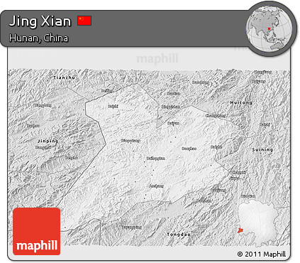 Silver Style 3D Map of Jing Xian