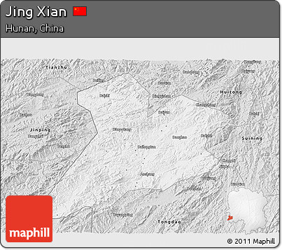 Silver Style 3D Map of Jing Xian