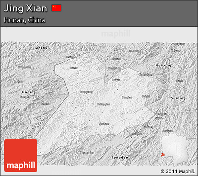 Silver Style 3D Map of Jing Xian