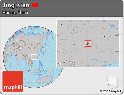 Gray Location Map of Jing Xian