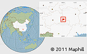 Savanna Style Location Map of Jing Xian, highlighted country, hill shading