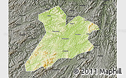 Physical Map of Jing Xian, darken, semi-desaturated