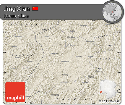 Shaded Relief Map of Jing Xian