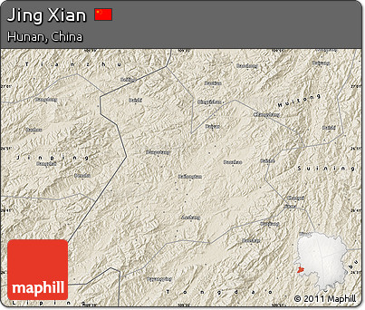 Shaded Relief Map of Jing Xian