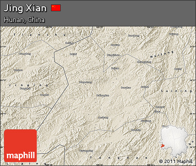 Shaded Relief Map of Jing Xian